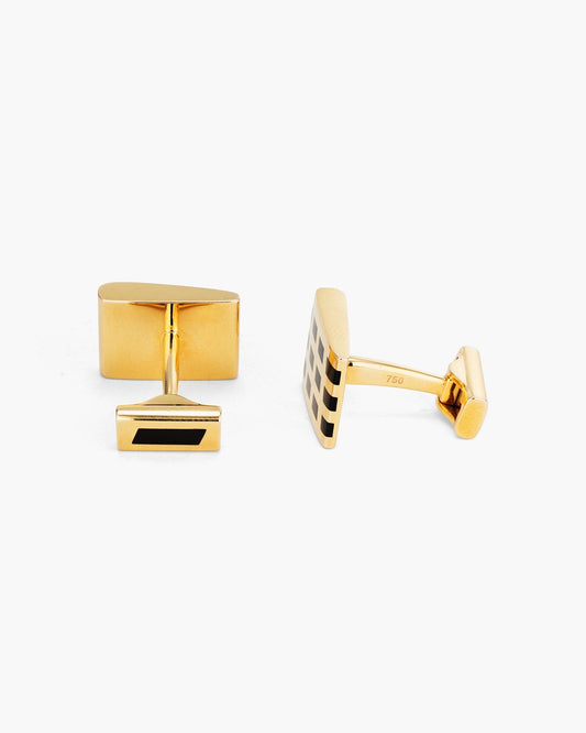 Rectangular Checkered Onyx Cufflinks