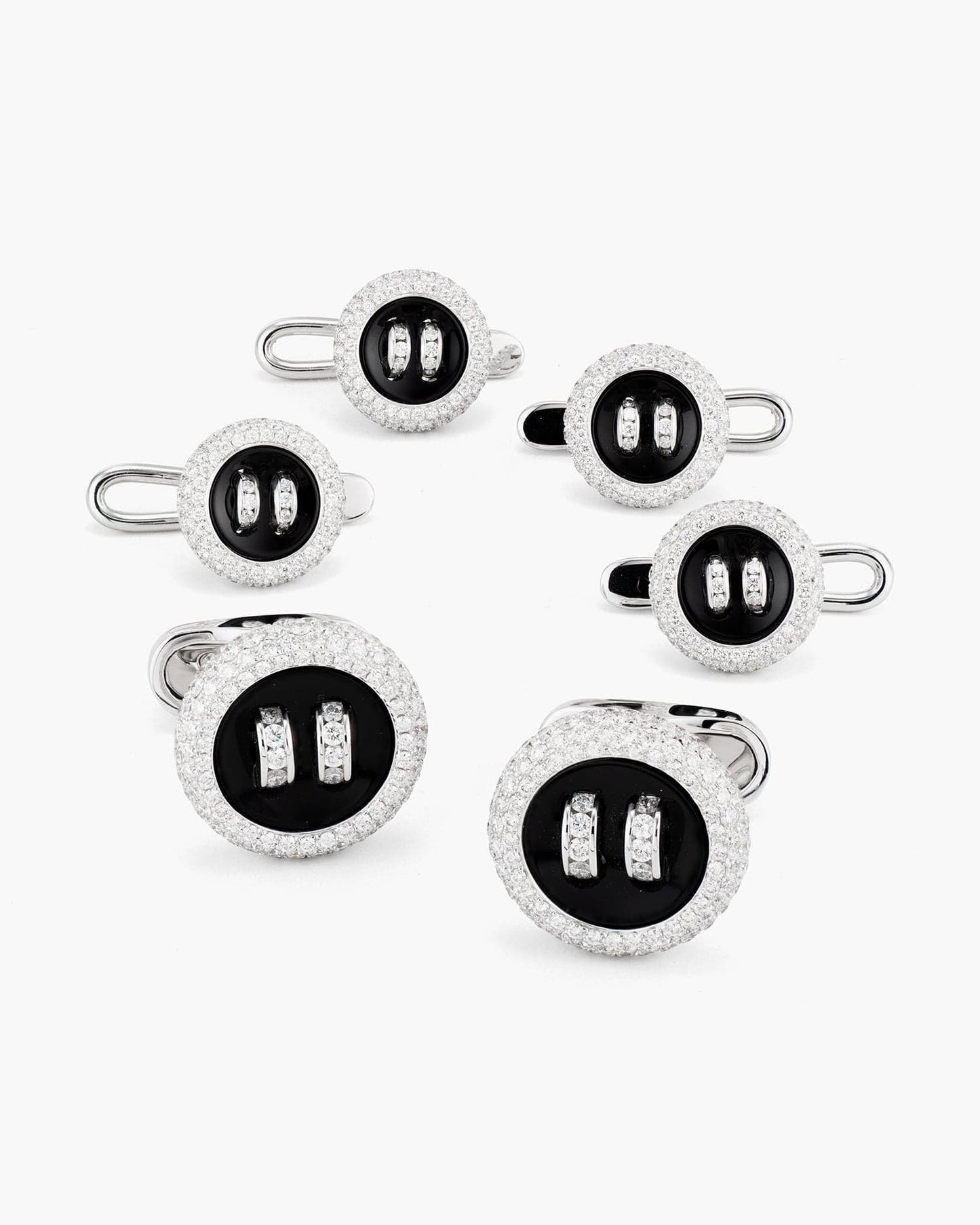 Diamond and Onyx Button Cufflinks and Stud Set