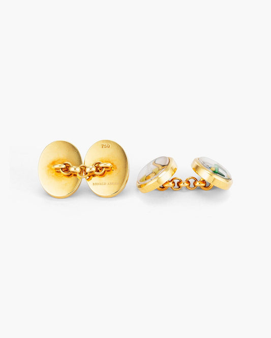 Mother of Pearl and Crystal Hand Painted Four Vices Cufflinks