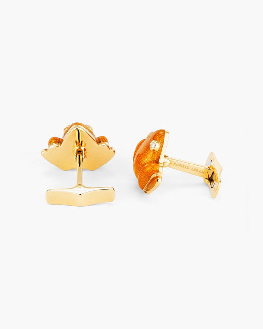 Yellow Enamel and Diamond Frog Cufflinks