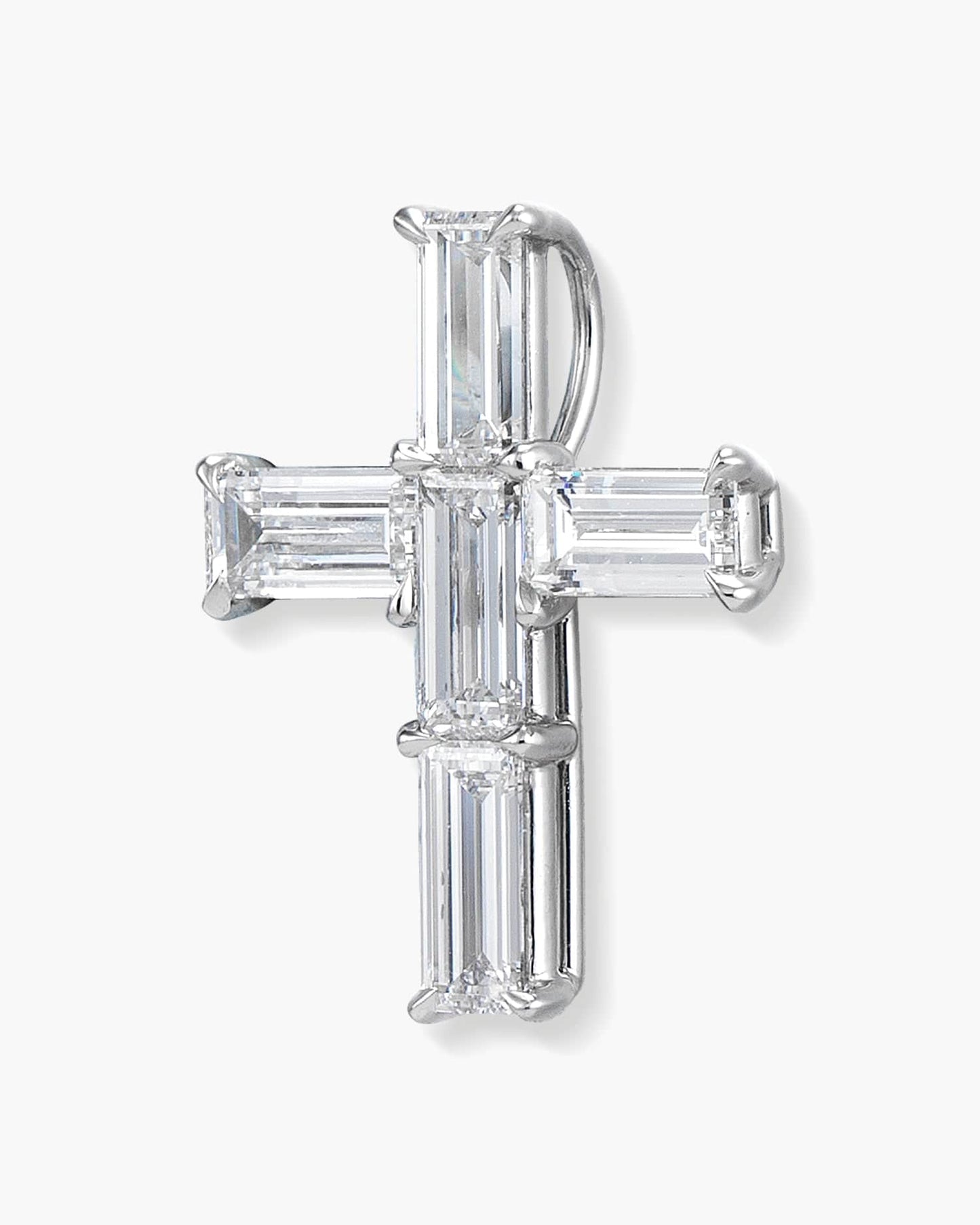 Baguette Diamond Cross Pendant Necklace (Petite), 1.93 carats