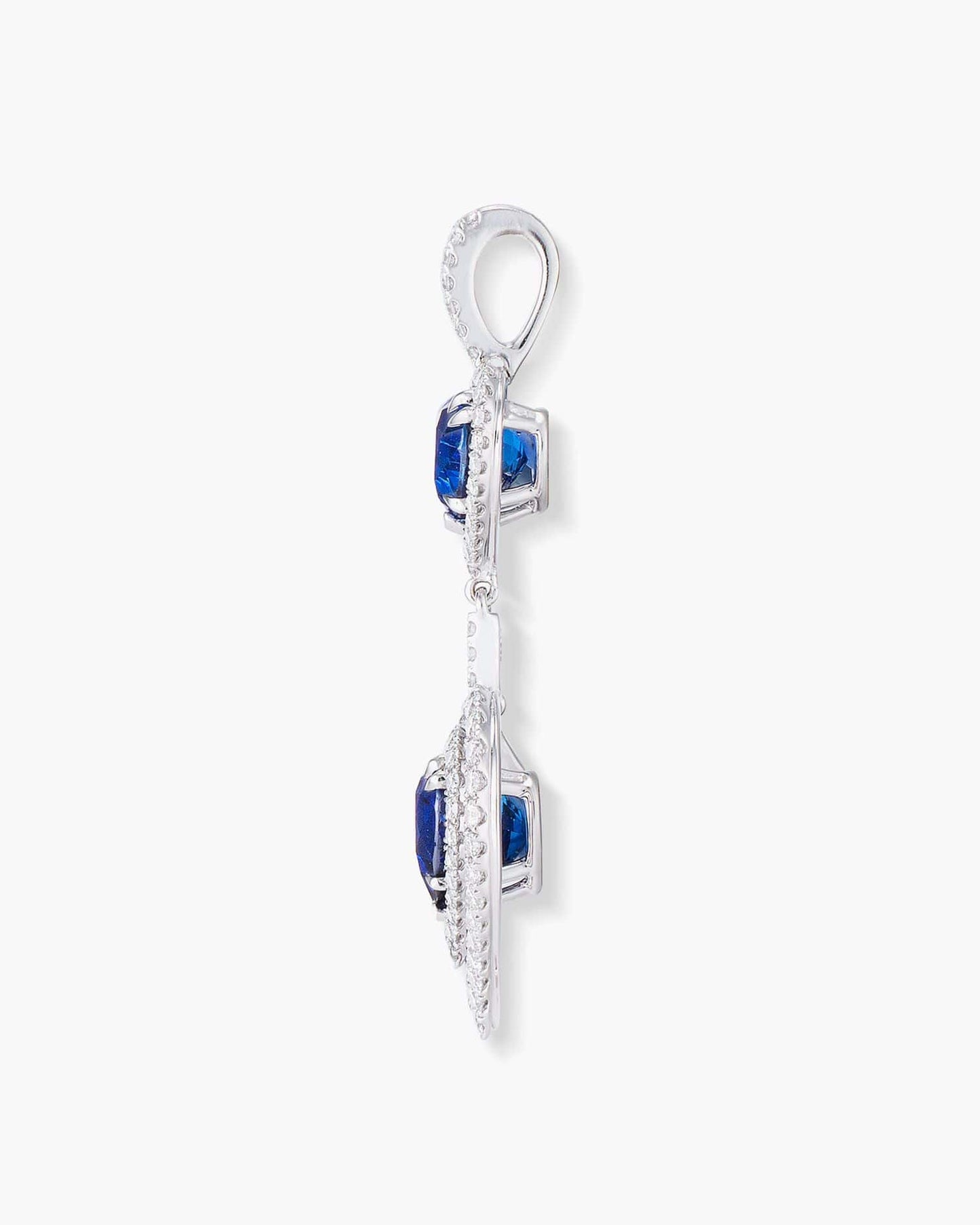 Heart Shape Ceylon Sapphire and Diamond Pendant Necklace, 3.92 carats