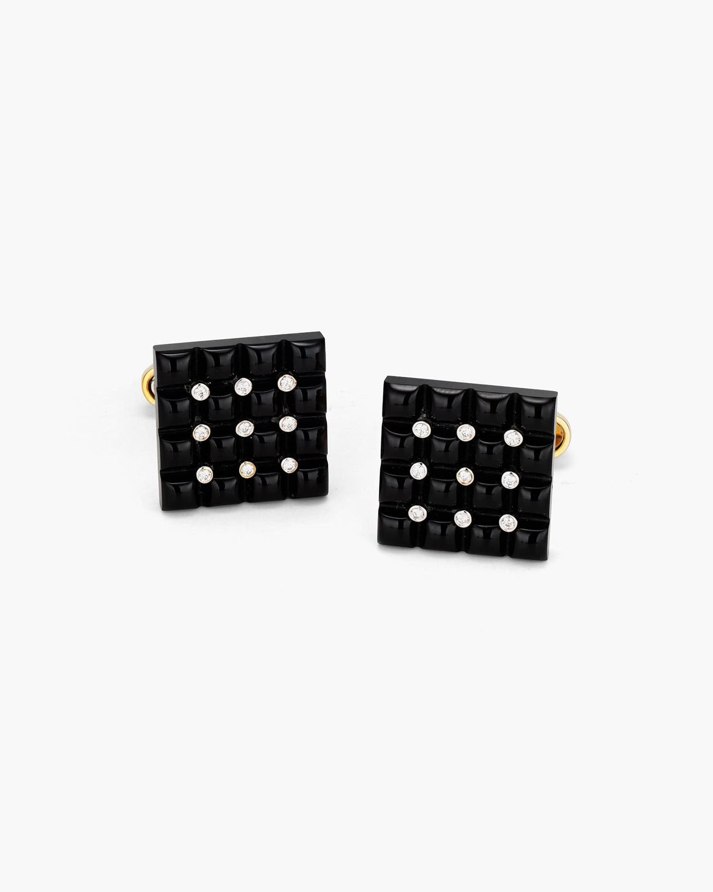 Diamond and Onyx Bejewelled Square Cufflinks