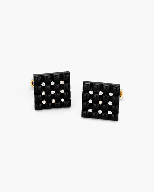 Diamond and Onyx Bejewelled Square Cufflinks