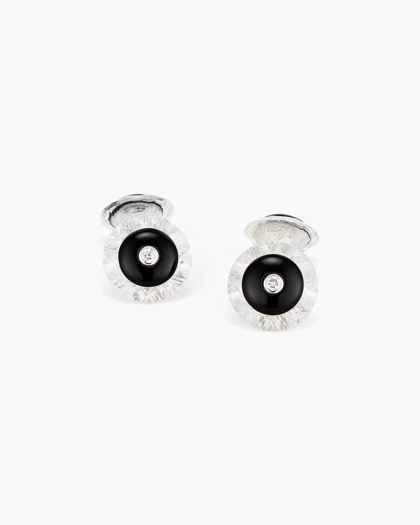 Diamond, Onyx and Round Crystal Cufflinks
