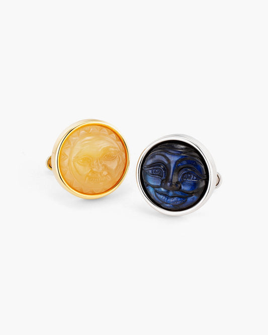 Labradorite and Opal Sun and Moon Cufflinks