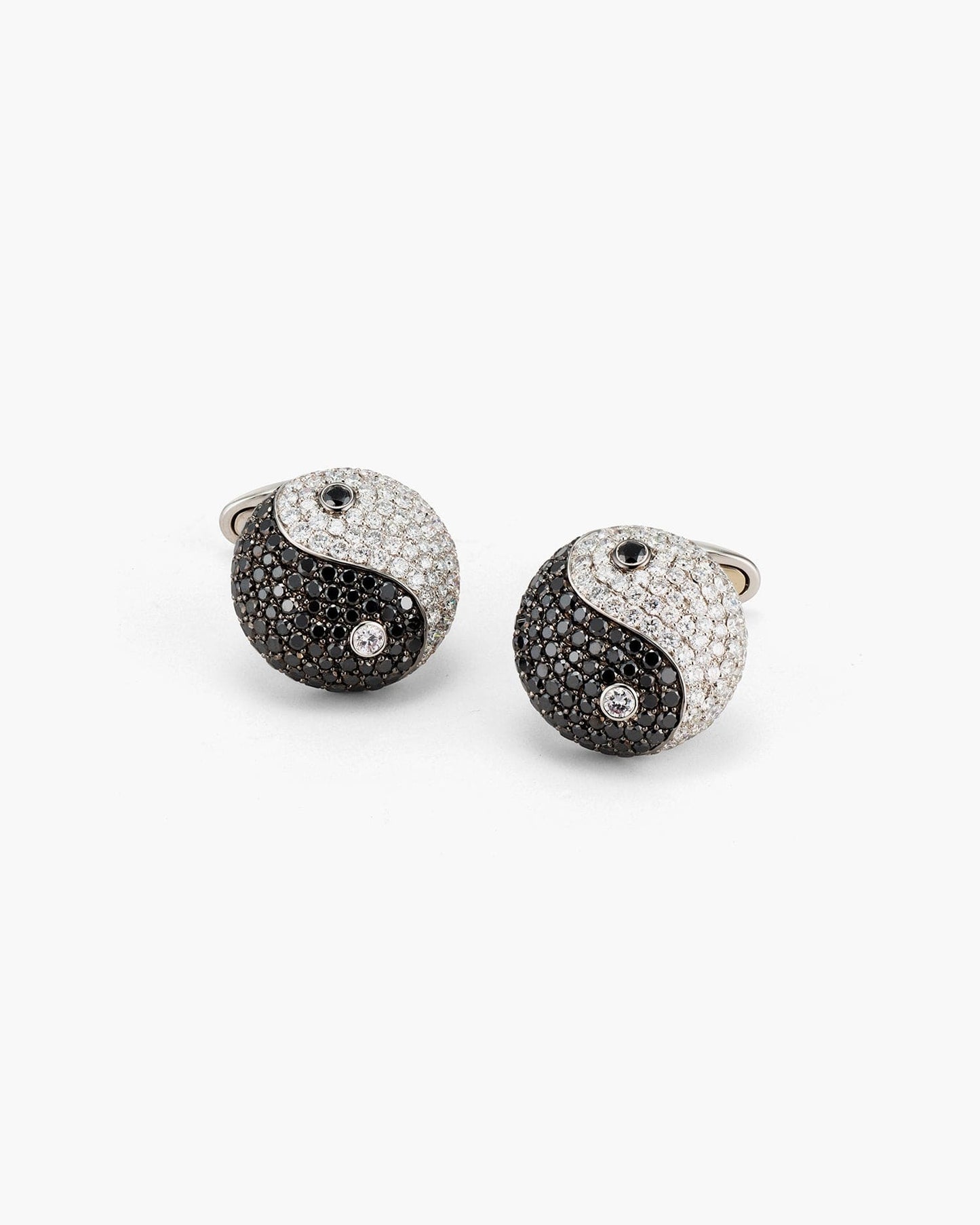 Black and White Diamond Yin Yang Cufflinks