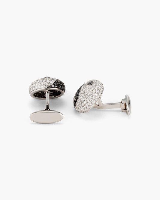 Black and White Diamond Yin Yang Cufflinks