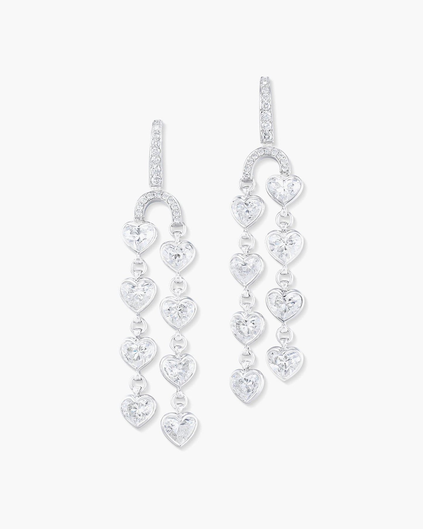 Heart Shape Diamond Arch Earrings