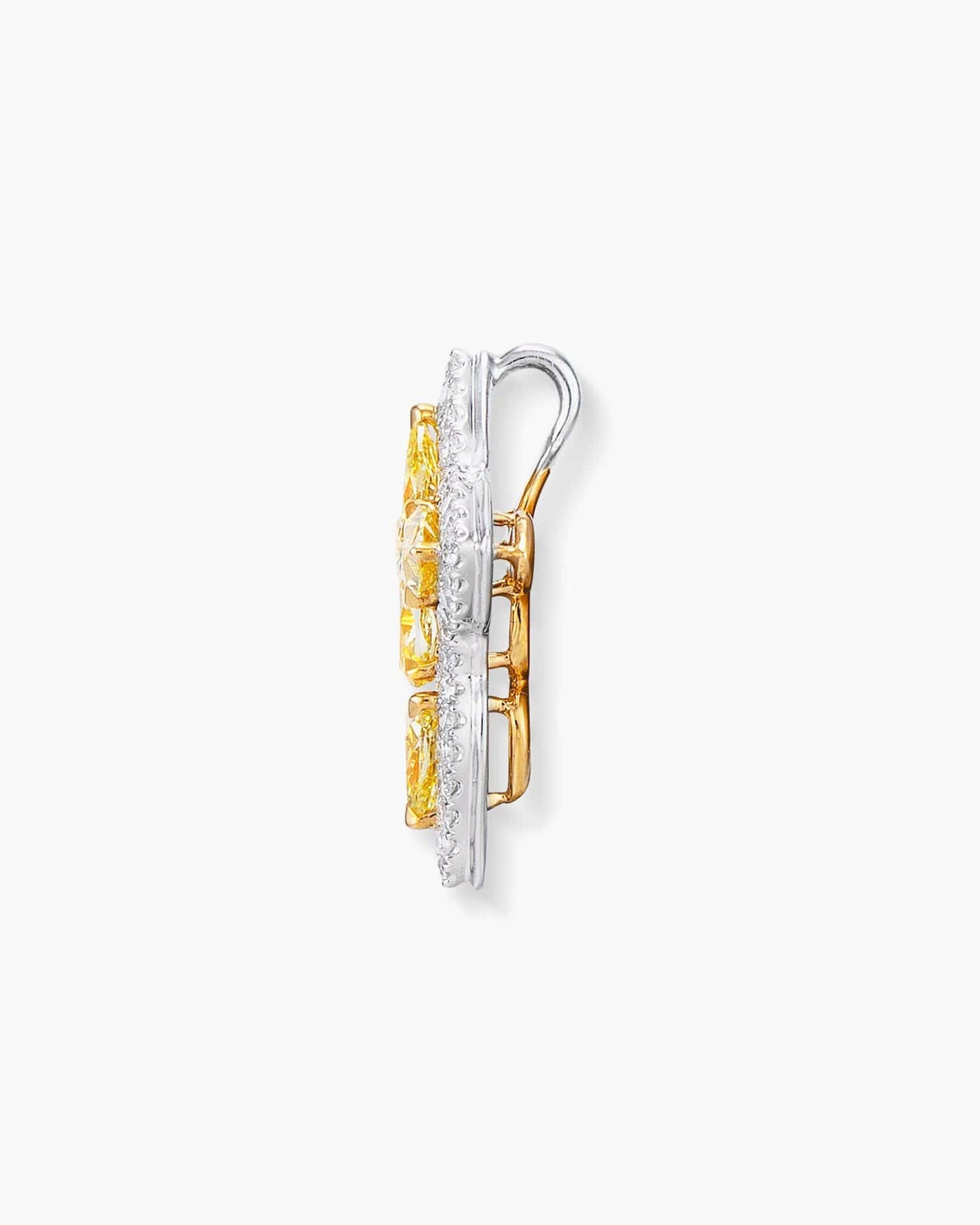 Fancy Shaped Yellow and White Diamond Cross Pendant Necklace, 1.05 carats