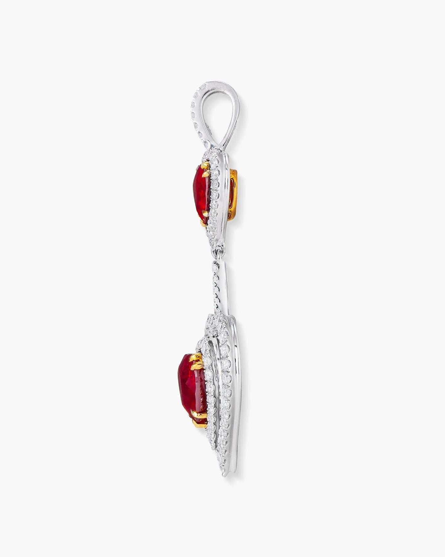 Heart Shape Burmese Ruby and Diamond Pendant Necklace, 4.38 carats