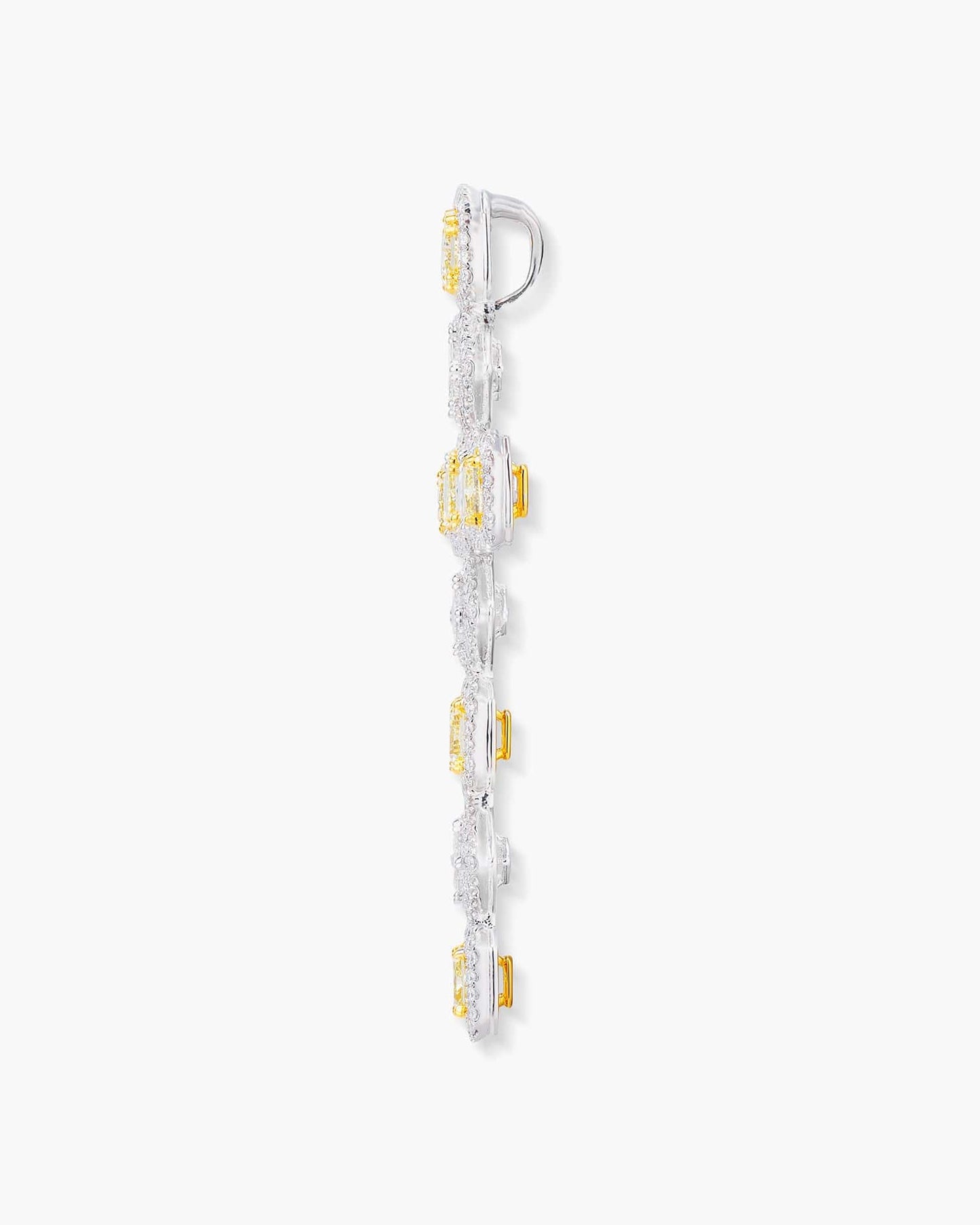 Radiant Cut Yellow and White Diamond Cross Pendant Necklace, 4.85 carats