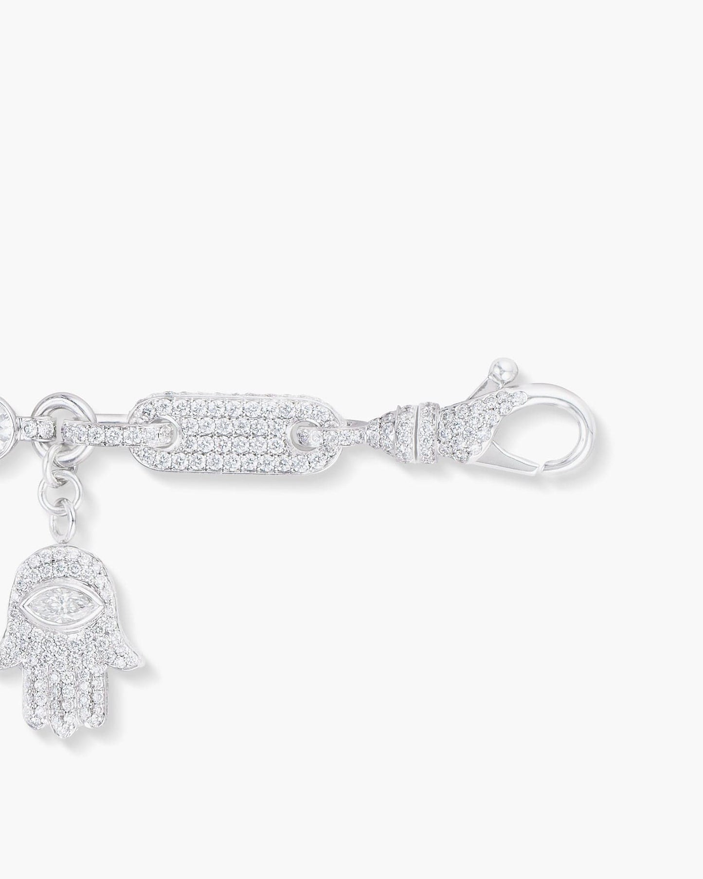 Diamond Charm Bracelet with Hamsa Charm