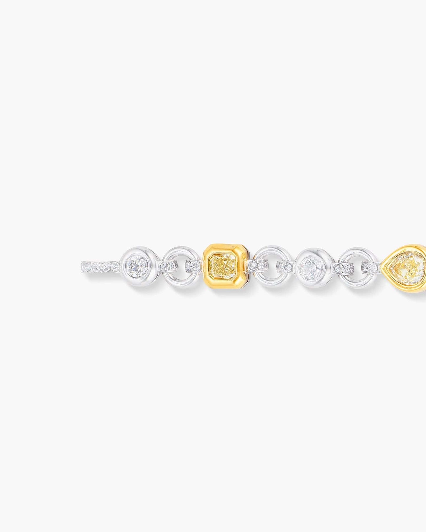 Yellow and White Diamond Charm Bracelet with Hamsa Charm