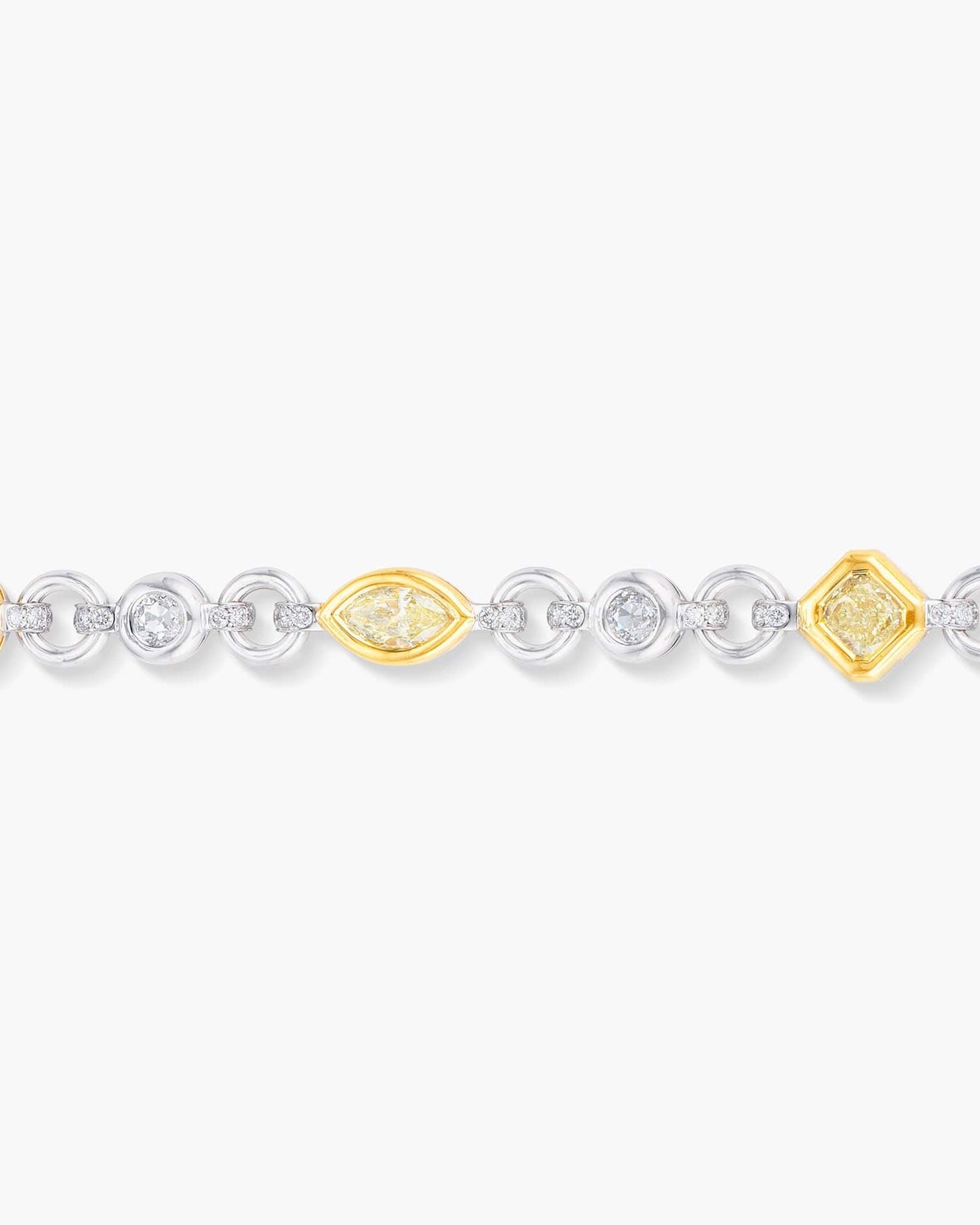 Yellow and White Diamond Charm Bracelet with Hamsa Charm
