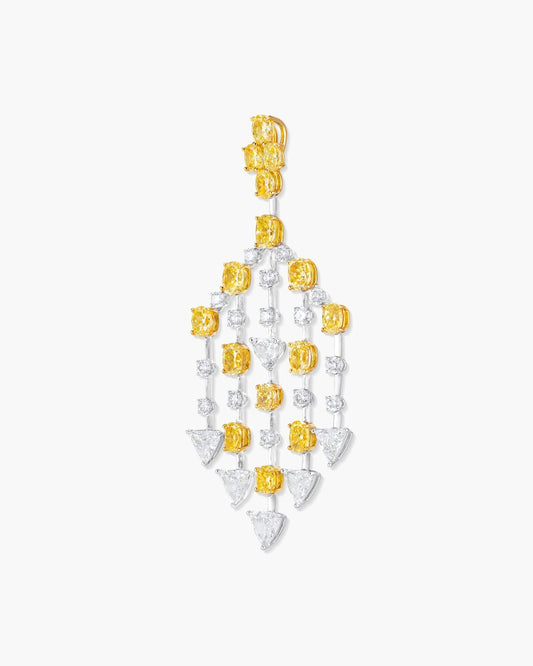 Oval Shaped Yellow and White Diamond Pendant Necklace, 11.34 carats