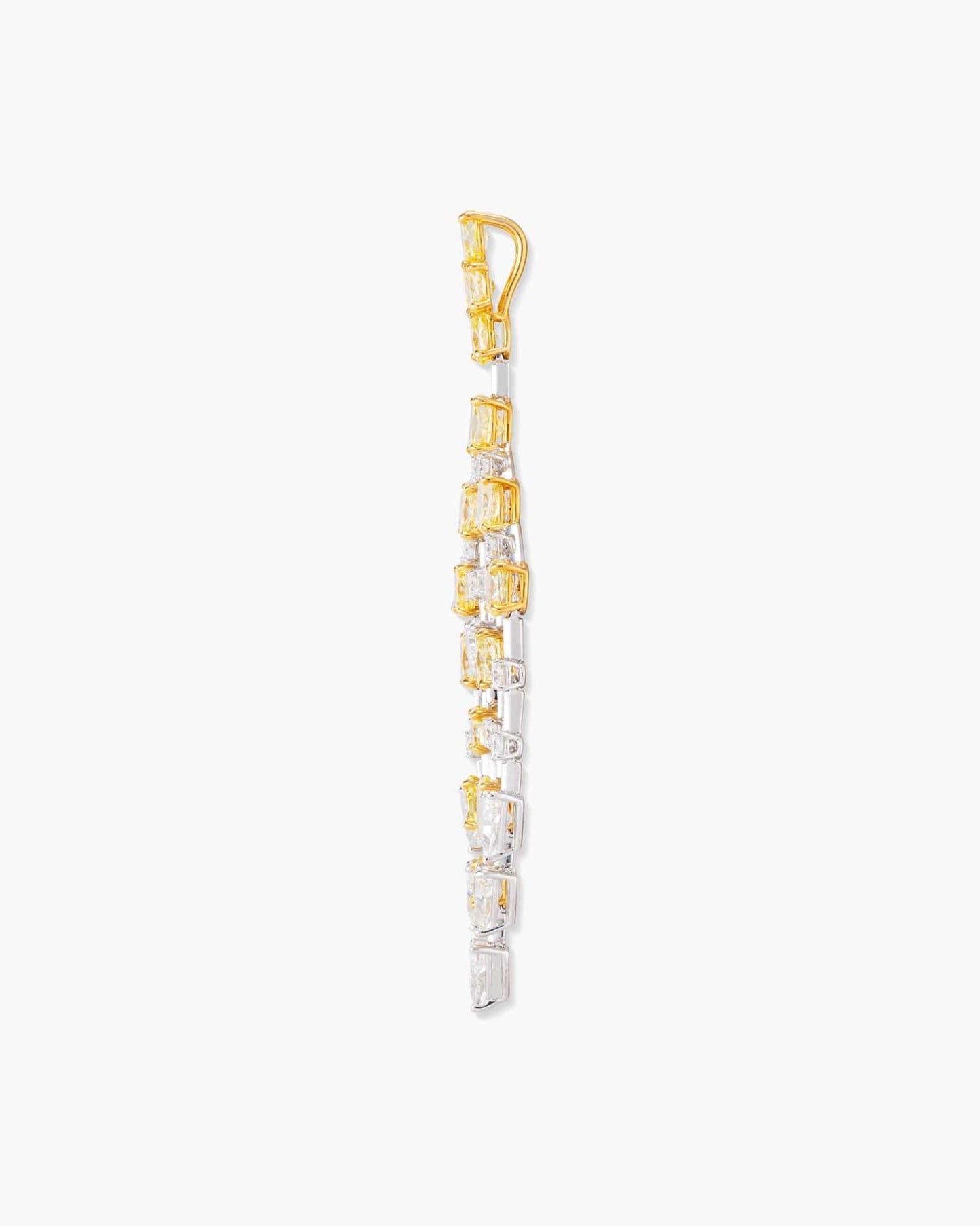 Oval Shaped Yellow and White Diamond Pendant Necklace, 11.34 carats