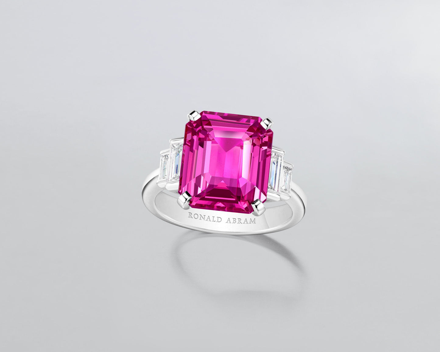 7.53 carat Emerald Cut Pink Sapphire Ring