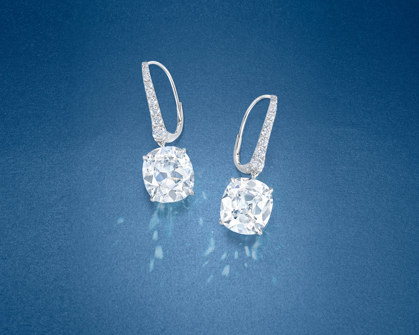 11.18 carat Antique Cushion Cut Diamond Earrings