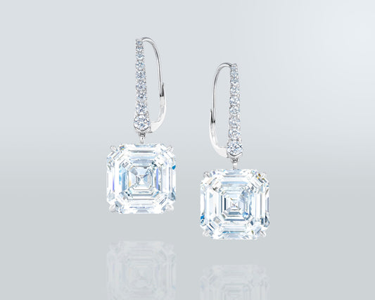 24.60 carat Asscher Cut Diamond Earrings