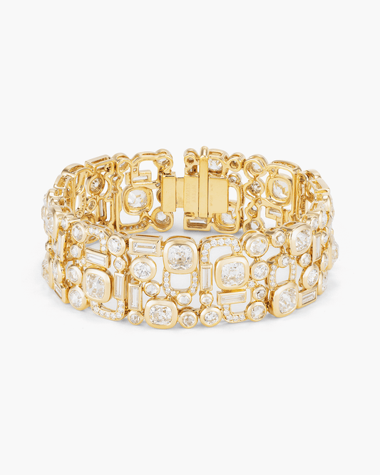 Antique Cushion Cut Diamond Arch Bracelet