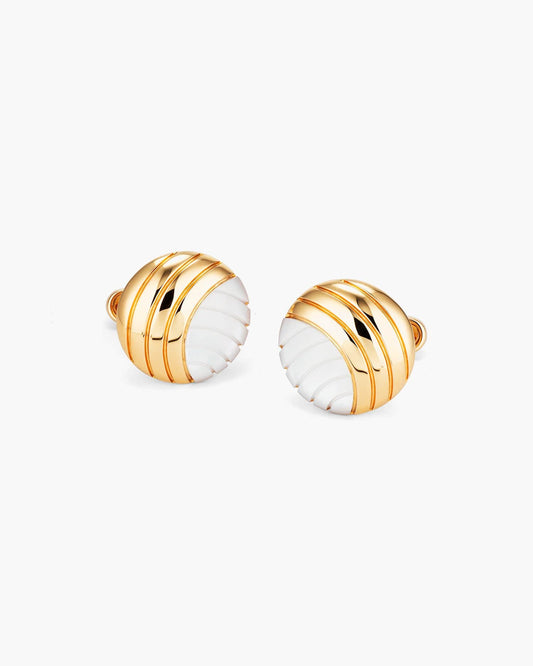 Contrasting Circular Mother of Pearl Cufflinks