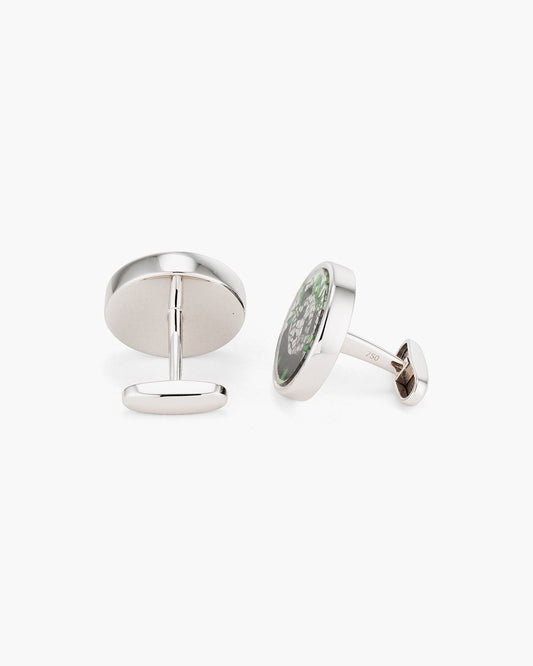 Mother of Pearl and Crystal Hand Painted Panda Cufflinks