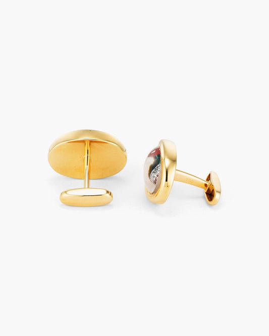 Mother of Pearl and Crystal Hand Painted Wine Cufflinks