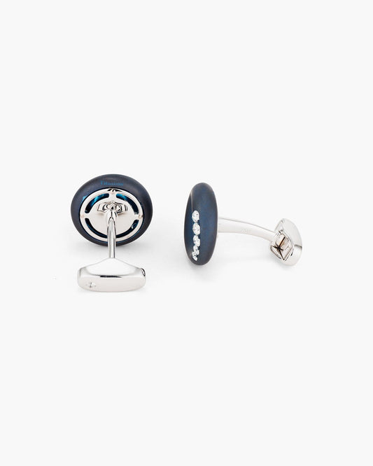Diamond and Blue Titanium Cufflinks