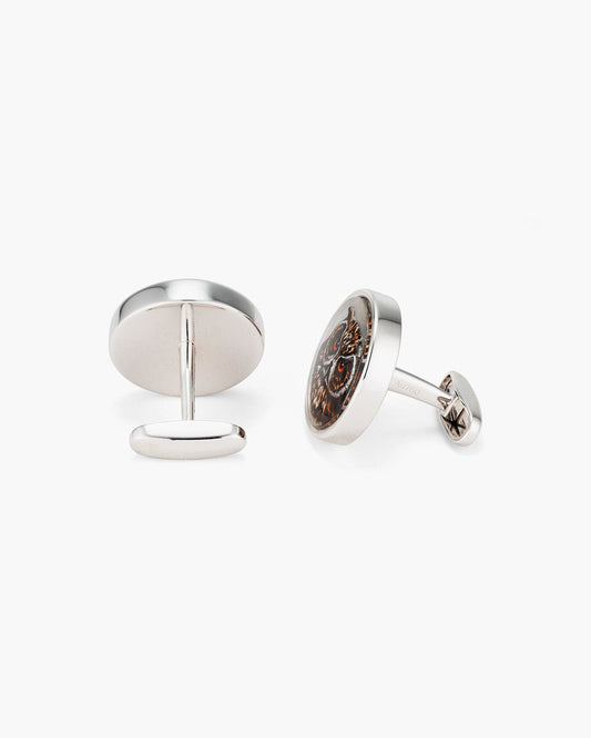 Mother of Pearl and Crystal Hand Painted Owl Cufflinks