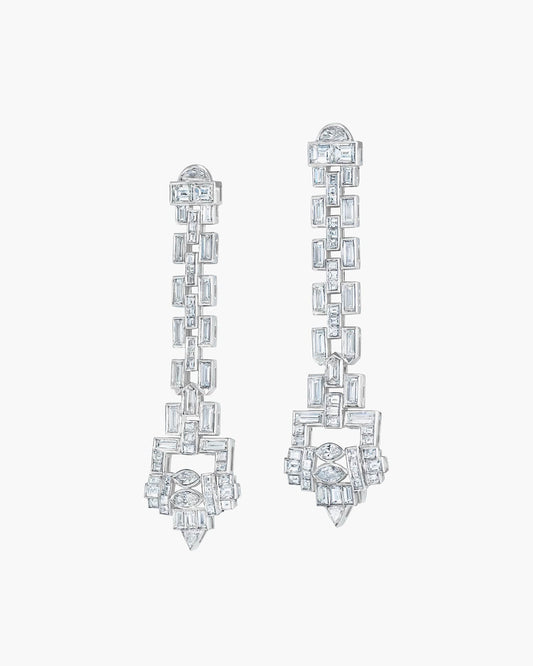 Baguette Diamond Geometric Earrings