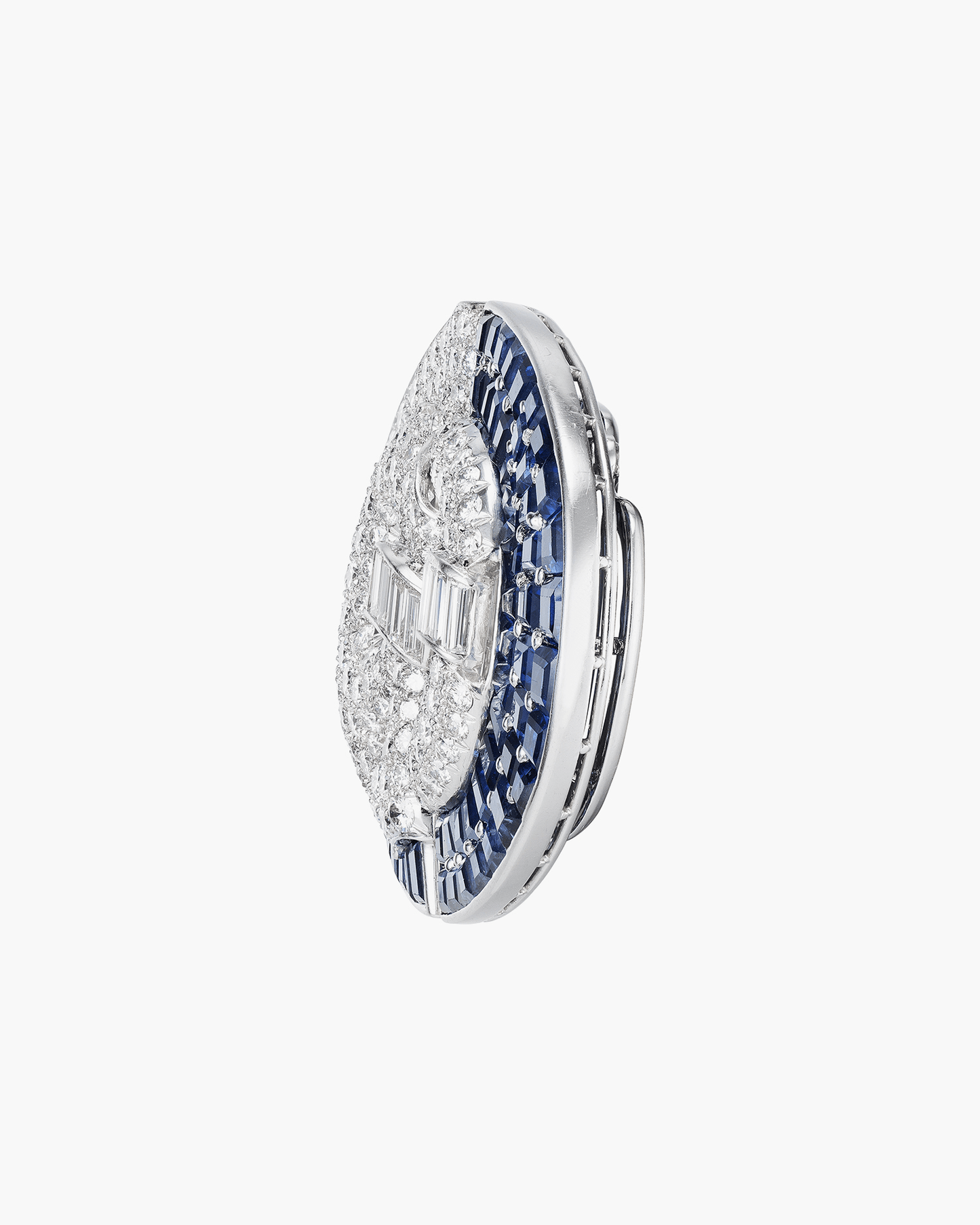 Estate Sapphire and Diamond Double Clip Brooch