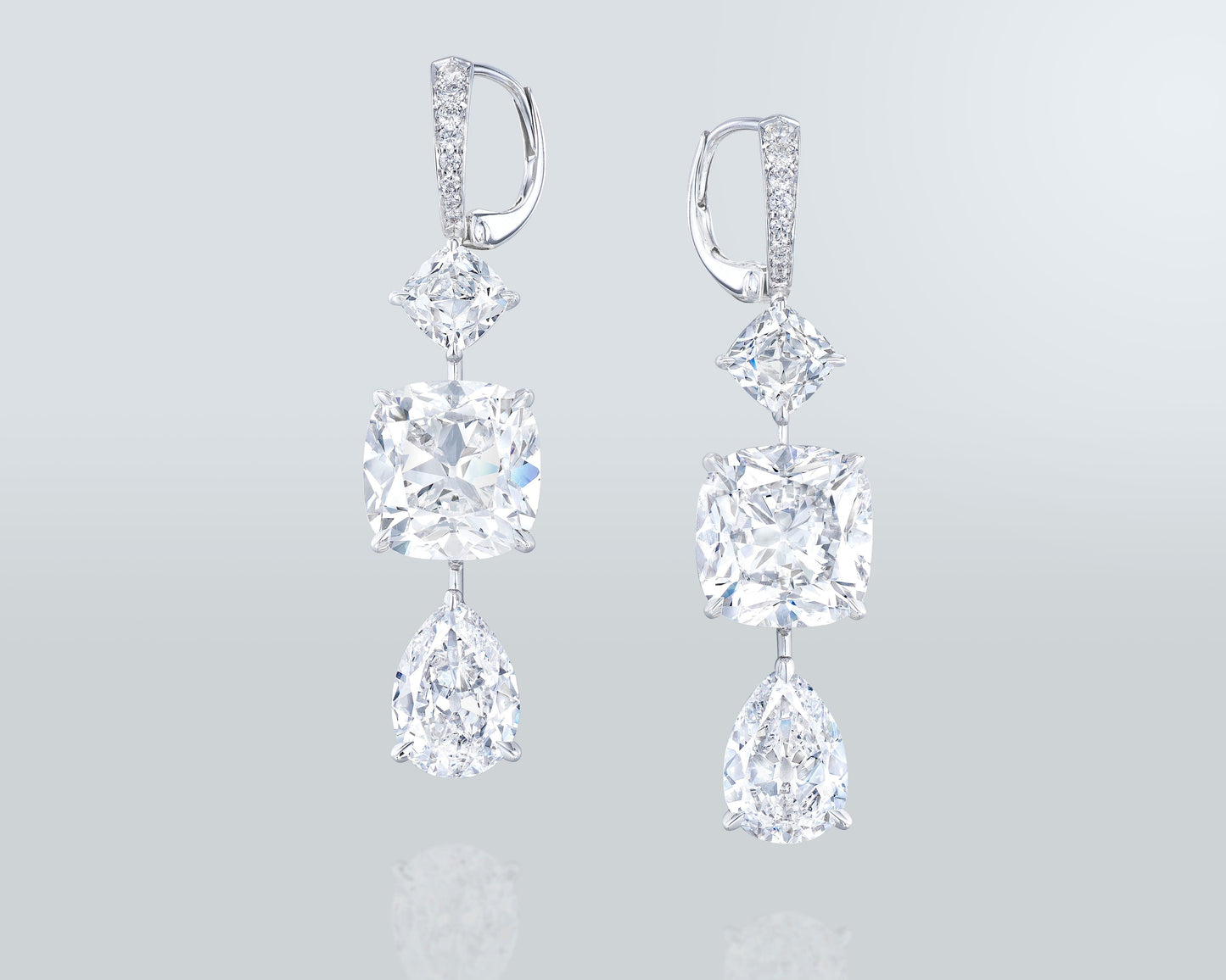 10.14 carat Antique Cushion Cut Diamond Earrings