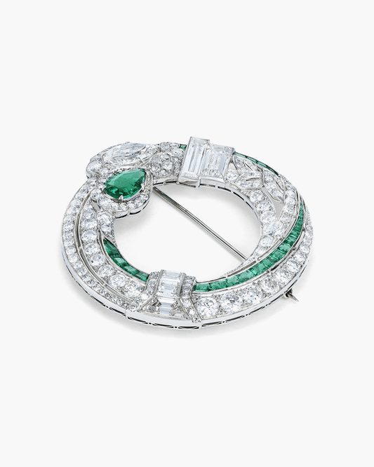 Art Deco Emerald and Diamond Brooch by Oscar Heyman