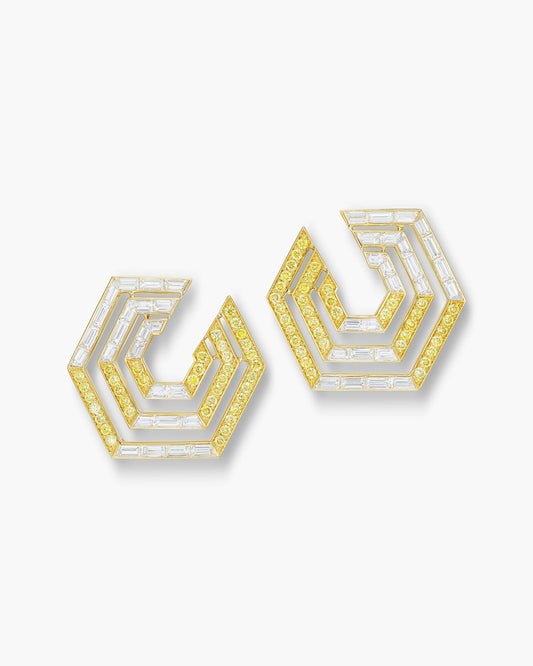 Yellow and White Diamond Concentrica Earrings