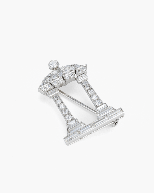 Art Deco Diamond Temple de l'Amour Brooch by Tiffany & Co.