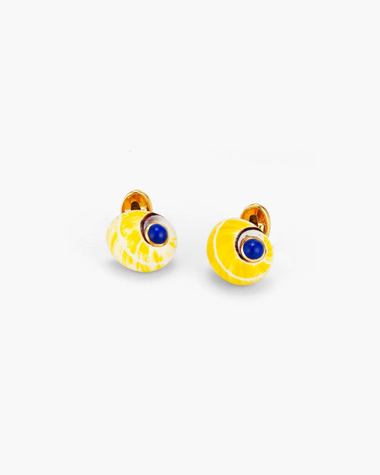 Polymita Picta Shell and Lapis Cufflinks