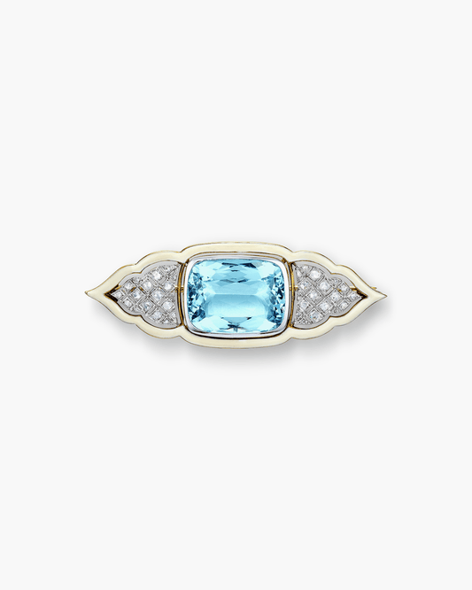 Edwardian Aquamarine and Enamel Brooch