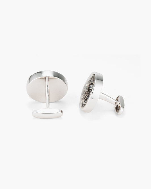 Mother of Pearl and Crystal Hand Painted Snow Leopard Cufflinks