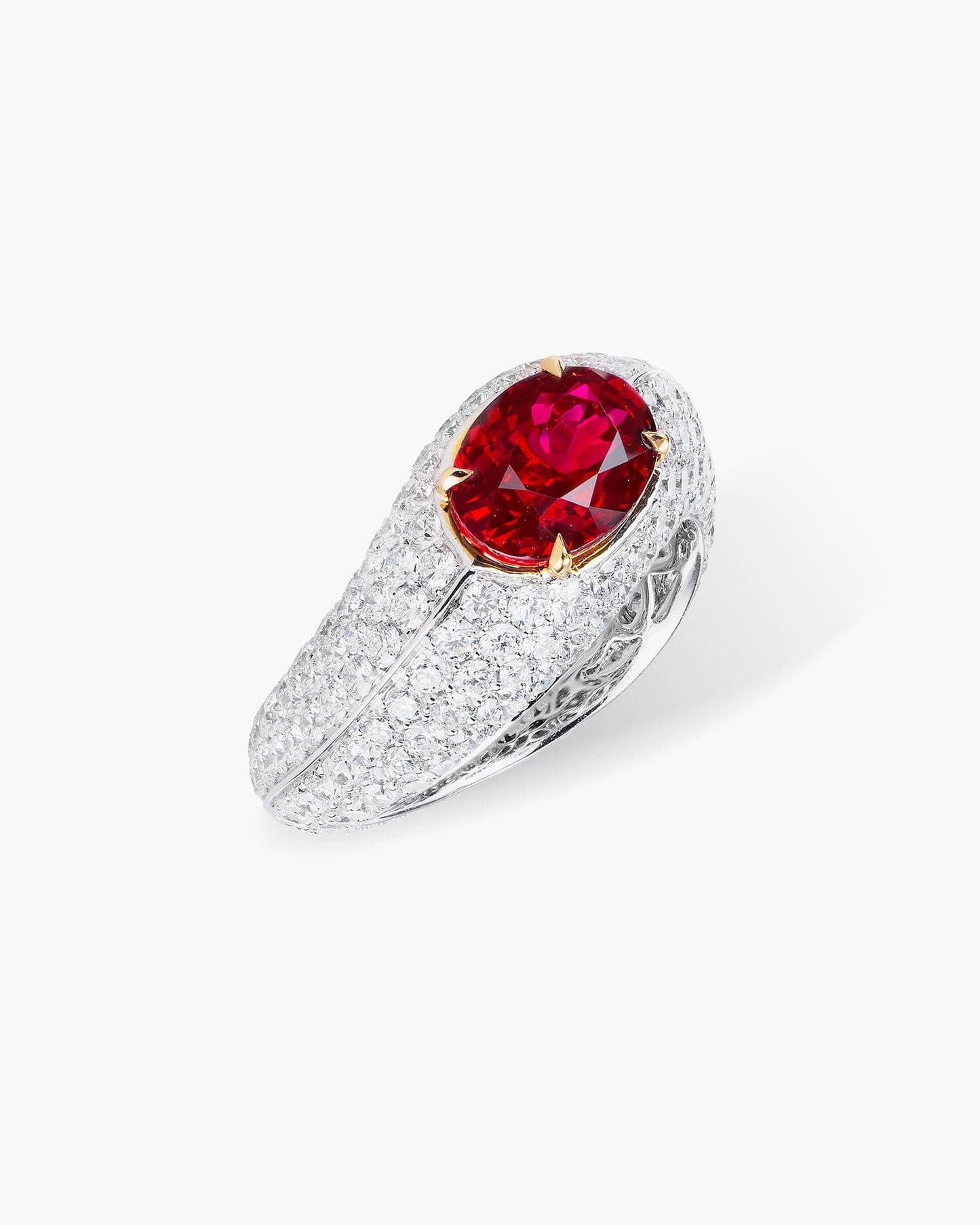 2.52 carat Oval Shape Mozambique Ruby and Diamond Ring