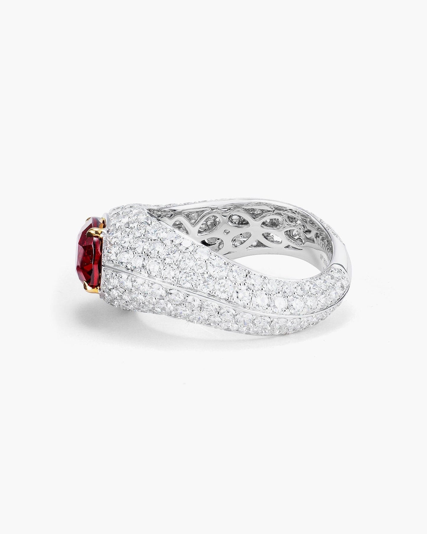 2.52 carat Oval Shape Mozambique Ruby and Diamond Ring
