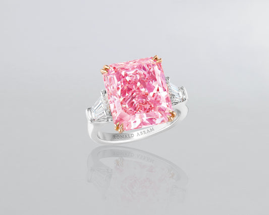 10.24 carat Radiant Cut Fancy Intense Purplish-Pink Diamond Ring