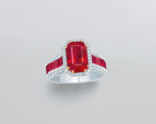 6.10 carat Emerald Cut Burmese Ruby Ring