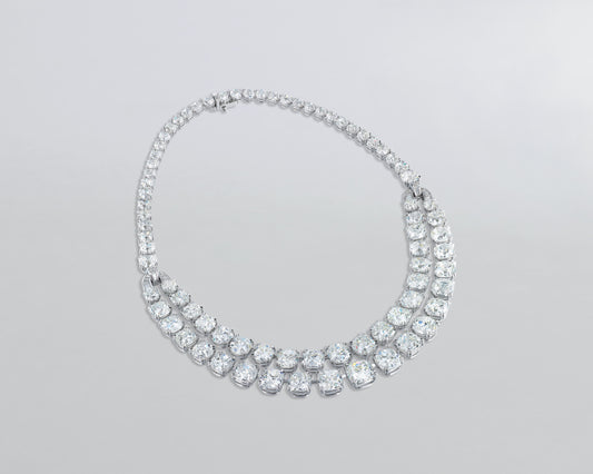 Antique Cushion Cut Diamond Necklace